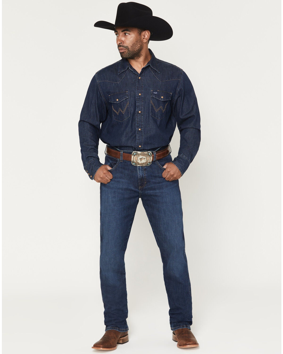 Wrangler Retro Men's 88MWZ Ozark Dark Wash Slim Straight Stretch Denim Jeans, Dark Wash, hi-res