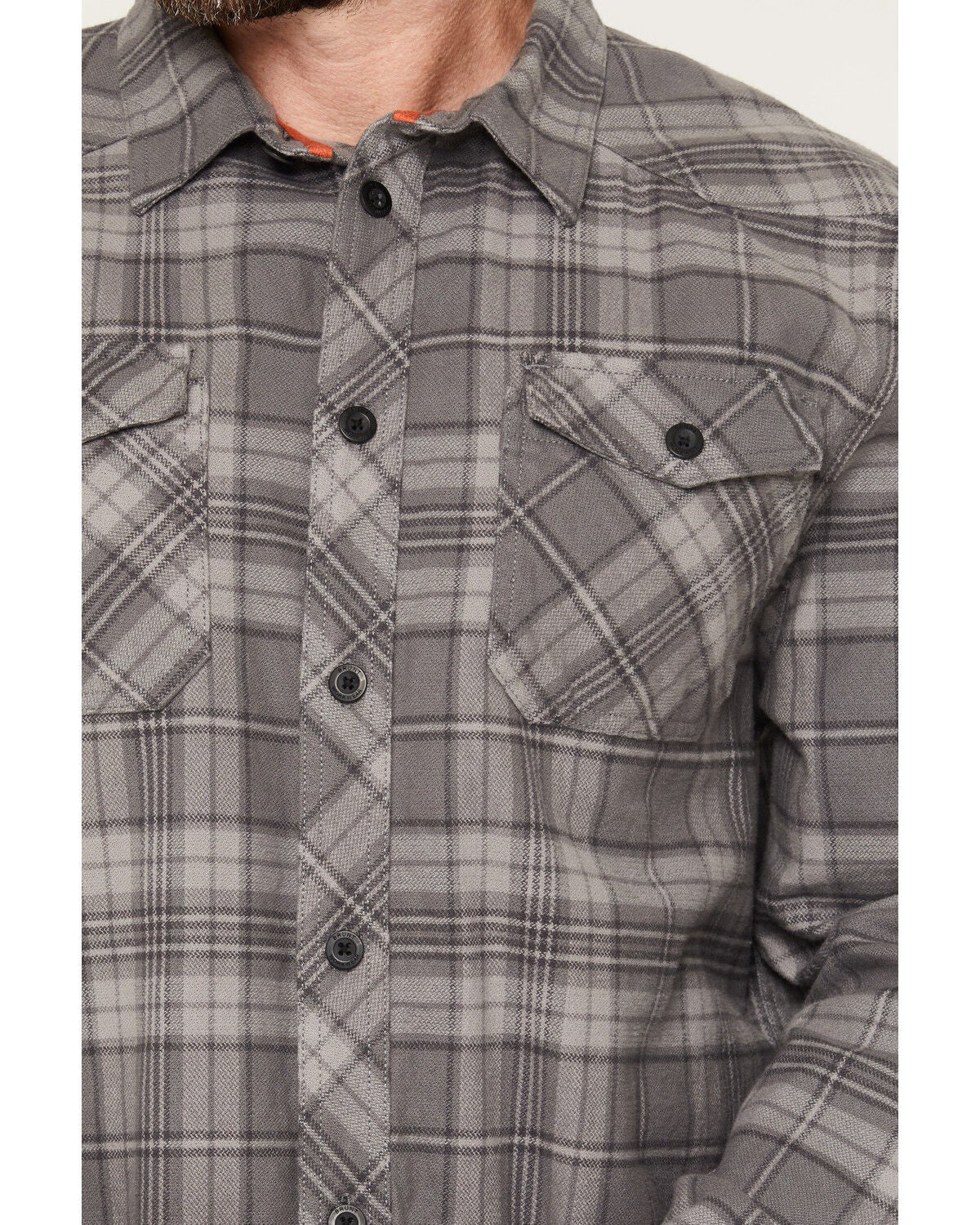 Image #3 - Brunt Workwear Men's Plaid Print Long Sleeve Button-Down Flannel Shirt, Grey, hi-res