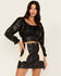 Image #1 - Beyond The Radar Women's Faux Leather Tie Back Crop Top, Black, hi-res