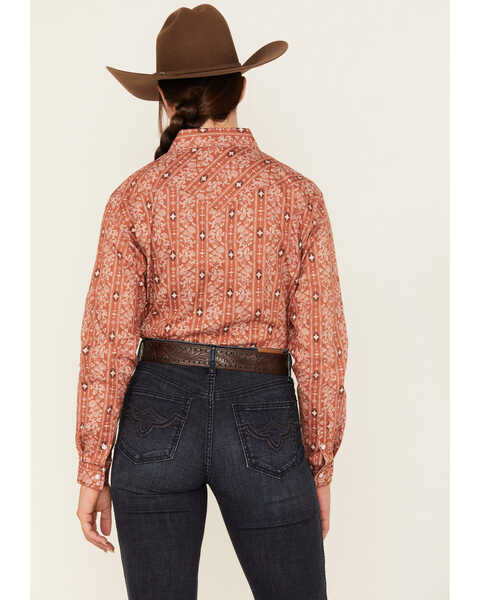 Rough Stock by Panhandle Women's Long Sleeve Snap Western Shirt, Rust Copper, hi-res
