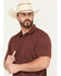 Image #2 - Ariat Men's TEK Solid Short Sleeve Performance Polo, Maroon, hi-res