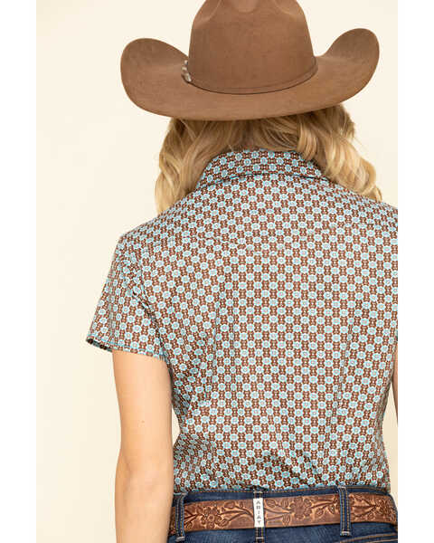 Image #5 - Rough Stock by Panhandle Women's Brown Geo Short Sleeve Western Shirt, , hi-res