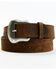 Cody James Men's Brown Floral Embossed Leather Belt, Brown, hi-res