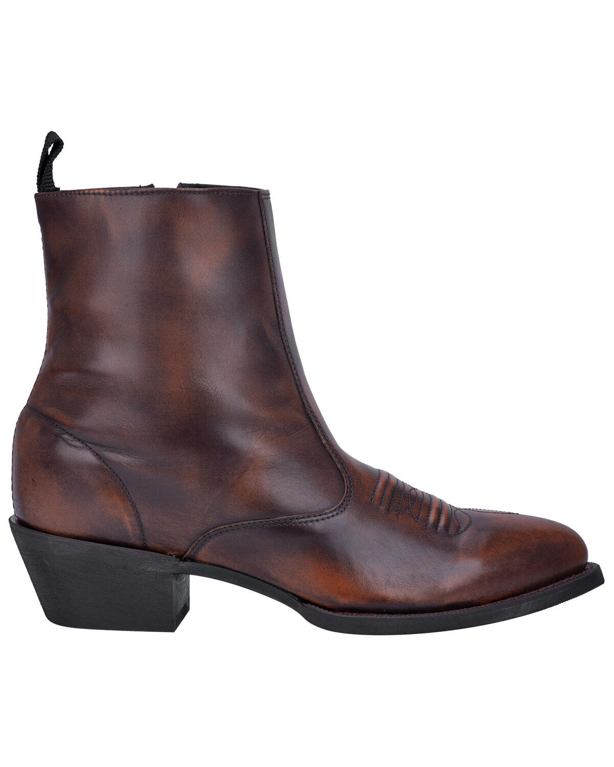 Mens brown boots with side zip