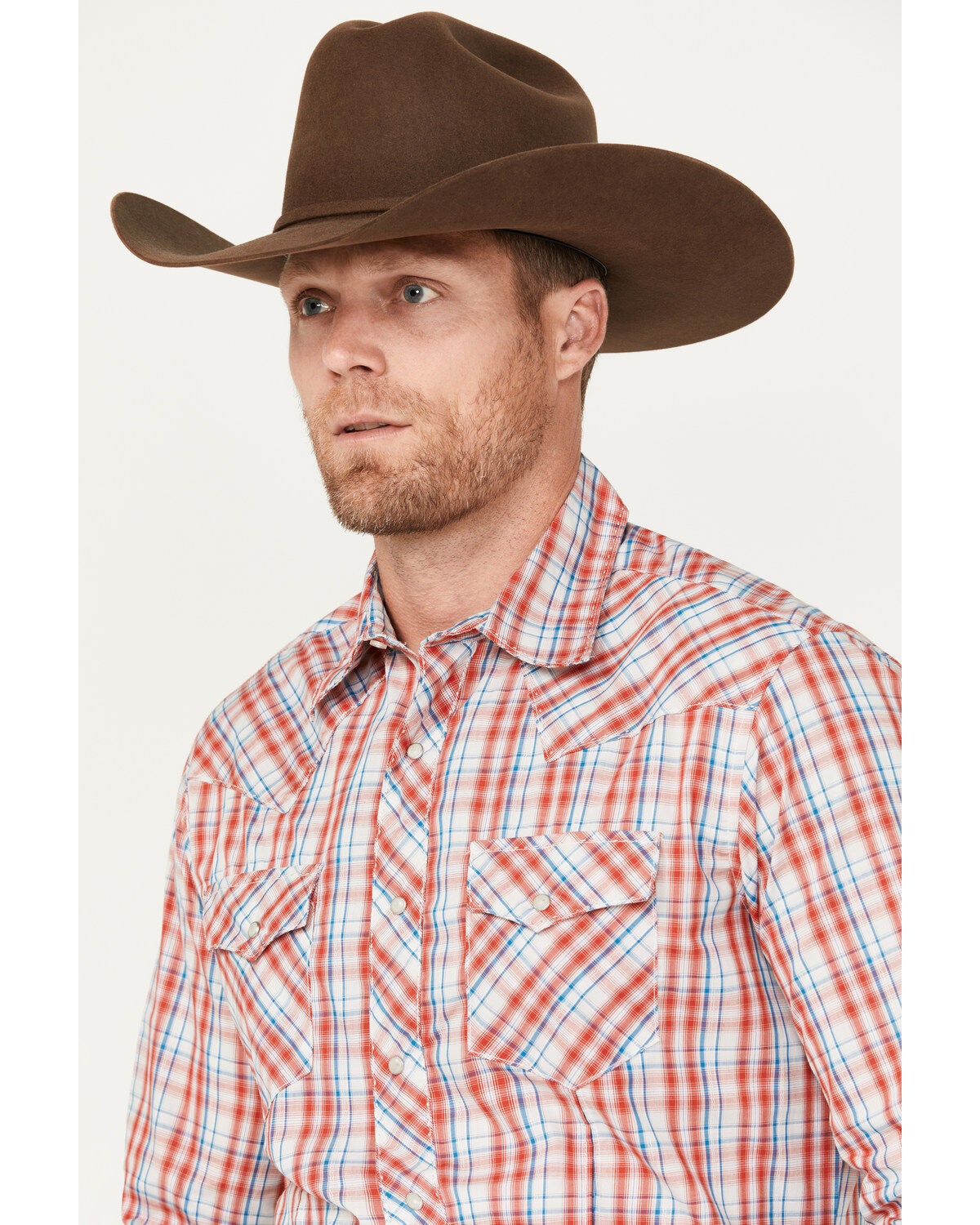 Image #3 - Wrangler Men's Plaid Print Long Sleeve Pearl Snap Western Shirt, , hi-res