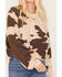 Beyond The Radar Women's Cow Print Sweater, Brown, hi-res