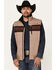 Image #1 - Cinch Men's Southwestern Border Print Bonded Bomber Vest, Khaki, hi-res
