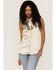 Panhandle Women's Satin Sleeveless Paisley Yoke Western Shirt, Ivory, hi-res