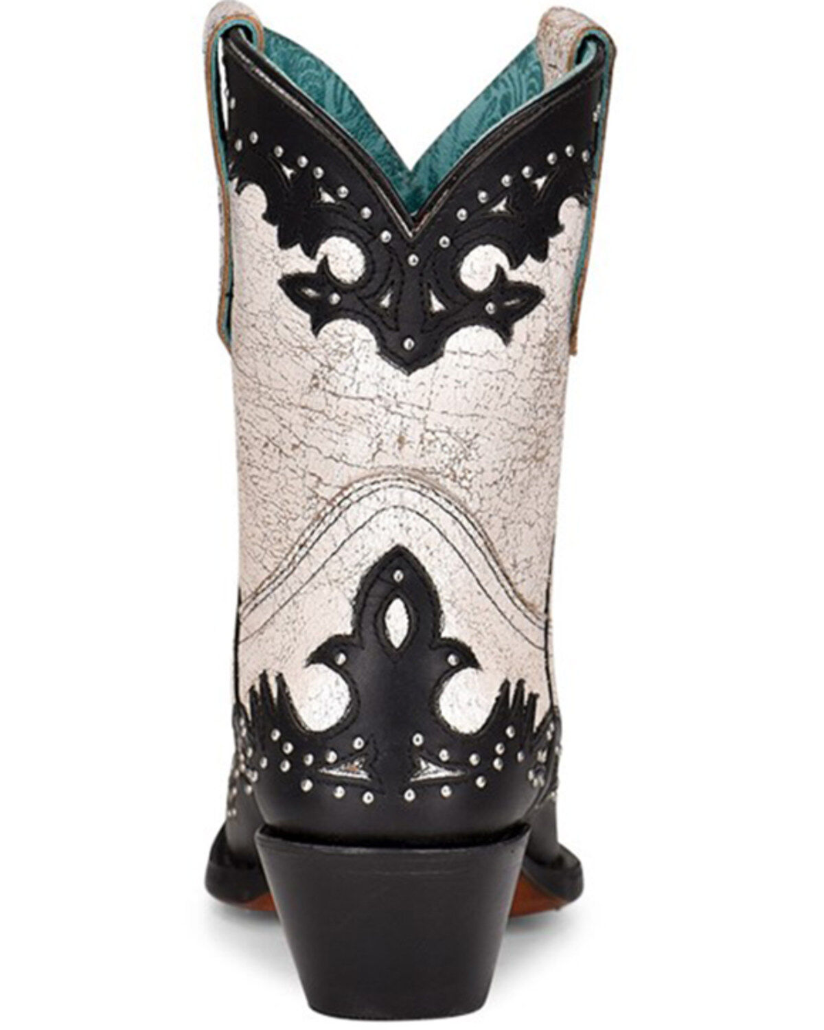 Image #4 - Corral Women's Black Overlay & Studs Western Boots - Round Toe, Black/white, hi-res