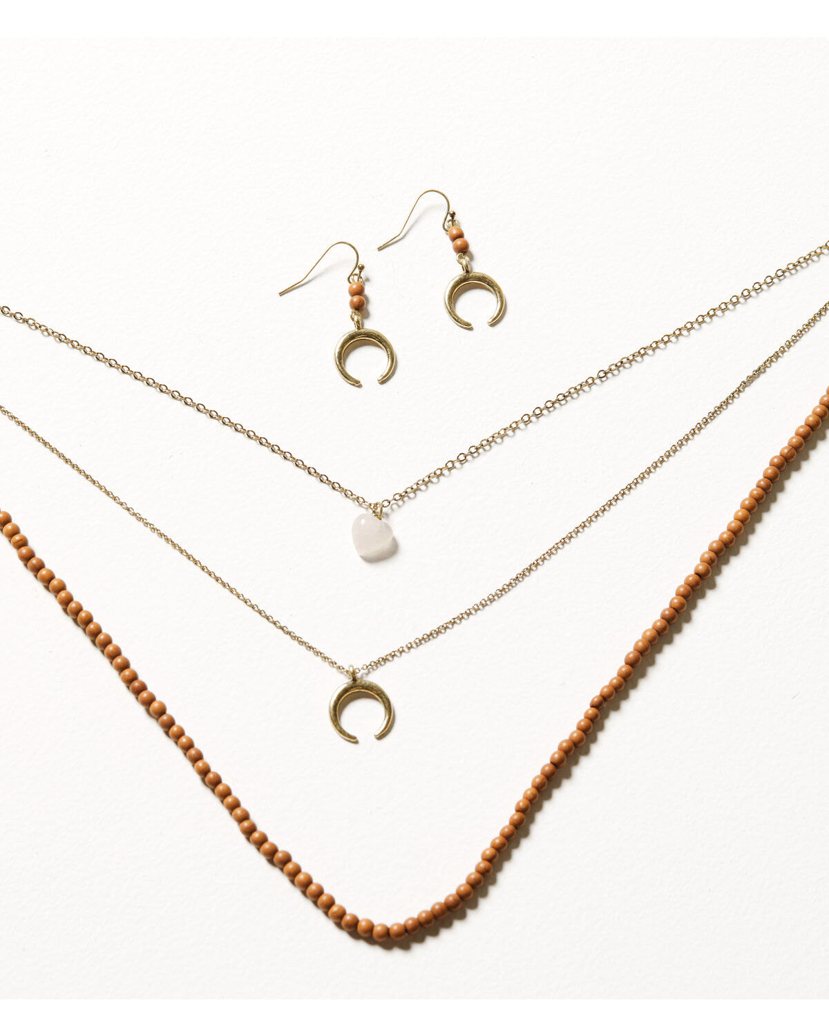 Image #1 - Shyanne Women's Crescent Multi-strand Necklace & Ring Set, Silver, hi-res