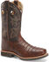 Image #1 - Double H Men's Croc Print Roper Work Boots - Steel Toe, Brown, hi-res