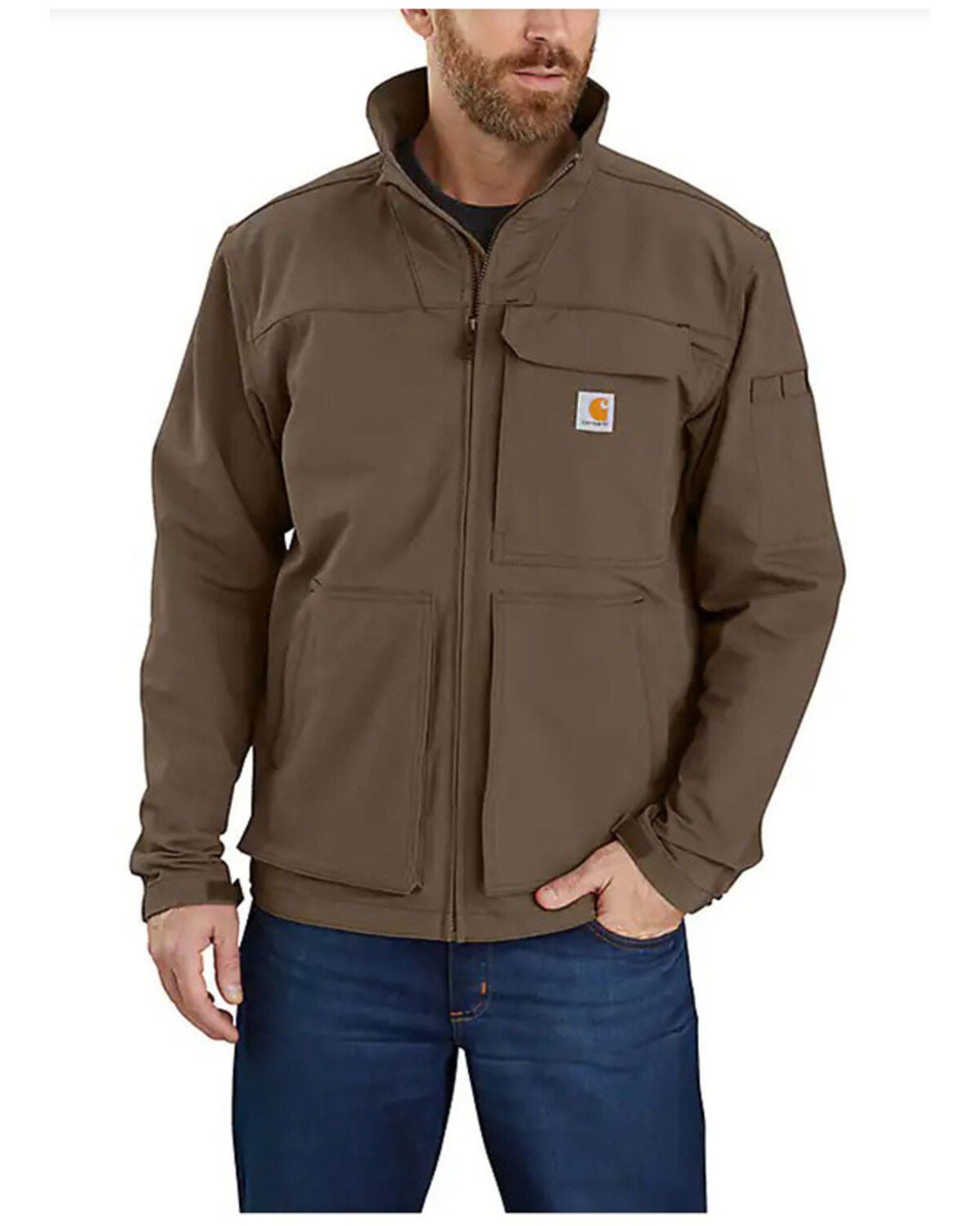 Carhartt Men's Super Dux Relaxed Fit Lightweight Zip-Front Work Jacket - Tall, Dark Brown, hi-res