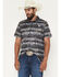 Image #1 - Rock & Roll Denim Men's Steerhead Print Short Sleeve Button-Down Stretch Polo Shirt, Black, hi-res