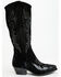 Image #2 - Italian Cowboy Women's Perforated Tall Western Boots - Snip Toe, Black, hi-res