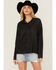 Image #1 - Rock & Roll Denim Women's Rhinestone Long Sleeve Button-Down Western Shirt, Black, hi-res