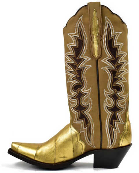 Image #3 - Dan Post Women's Eel Exotic Western Boot - Snip Toe , Gold, hi-res