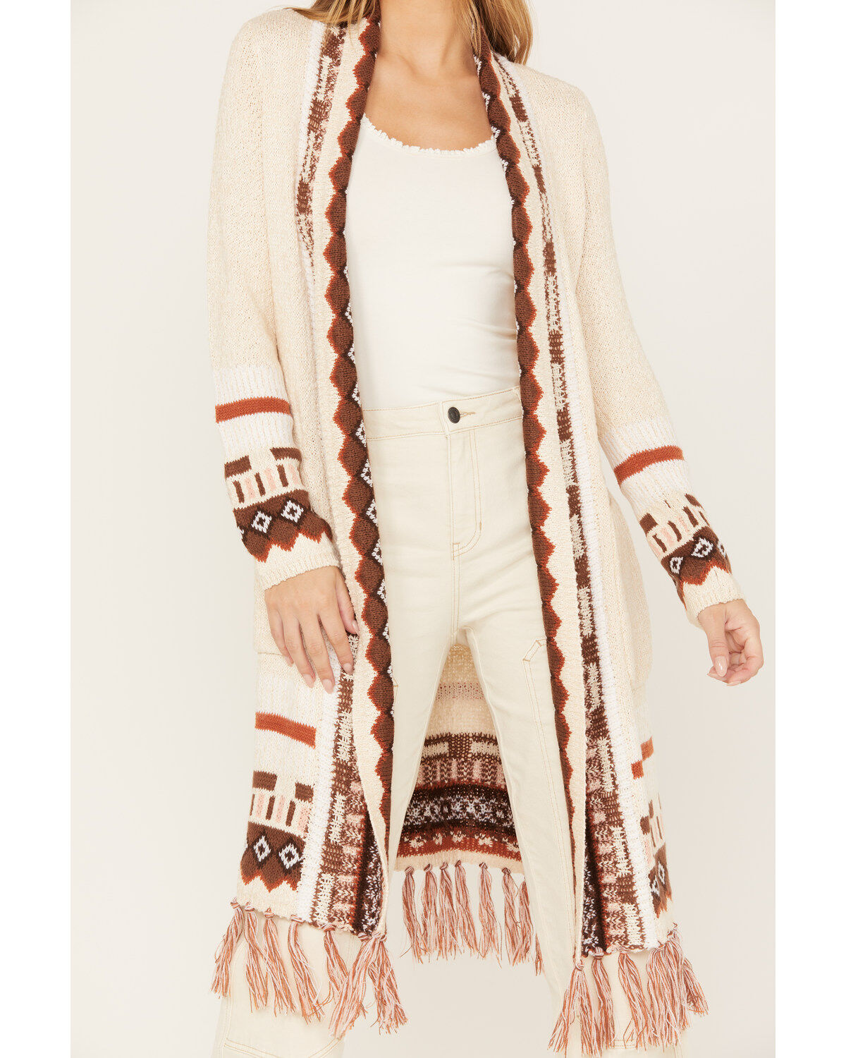 Image #3 - Shyanne Women's Southwestern Border Knit Maxi Cardigan, , hi-res