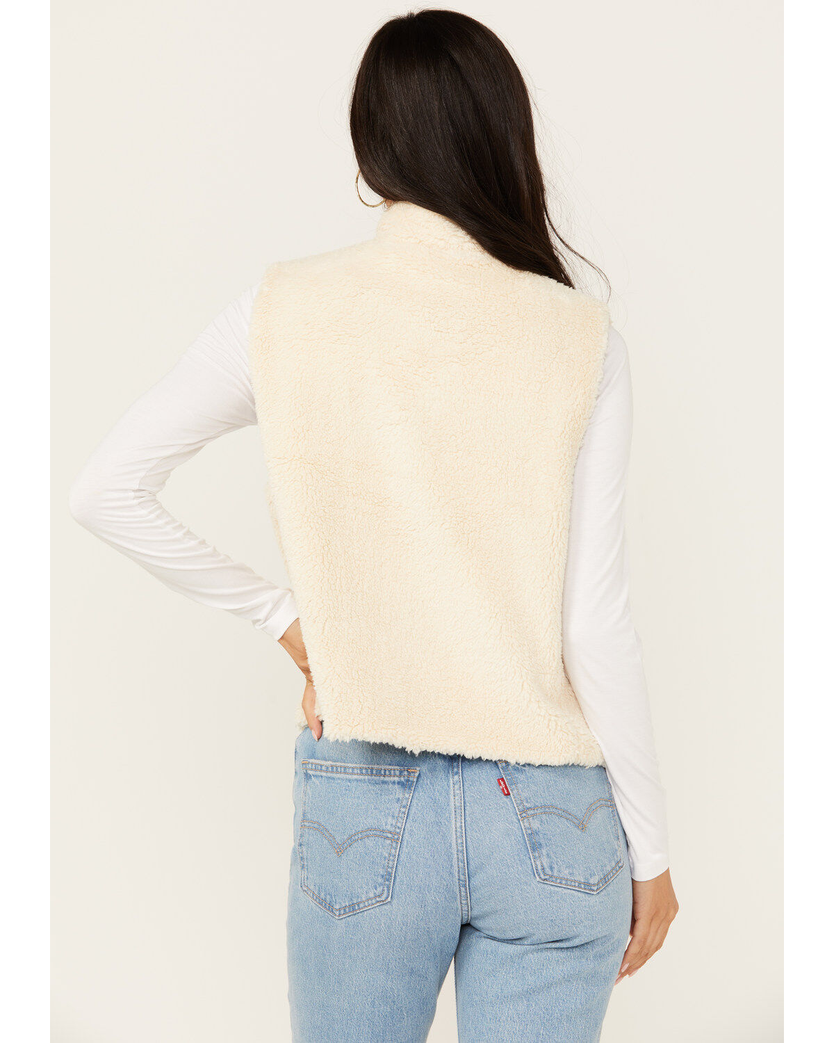 Image #4 - Cleo + Wolf Women's Alice Reversible Sherpa and Plaid Vest, Slate, hi-res