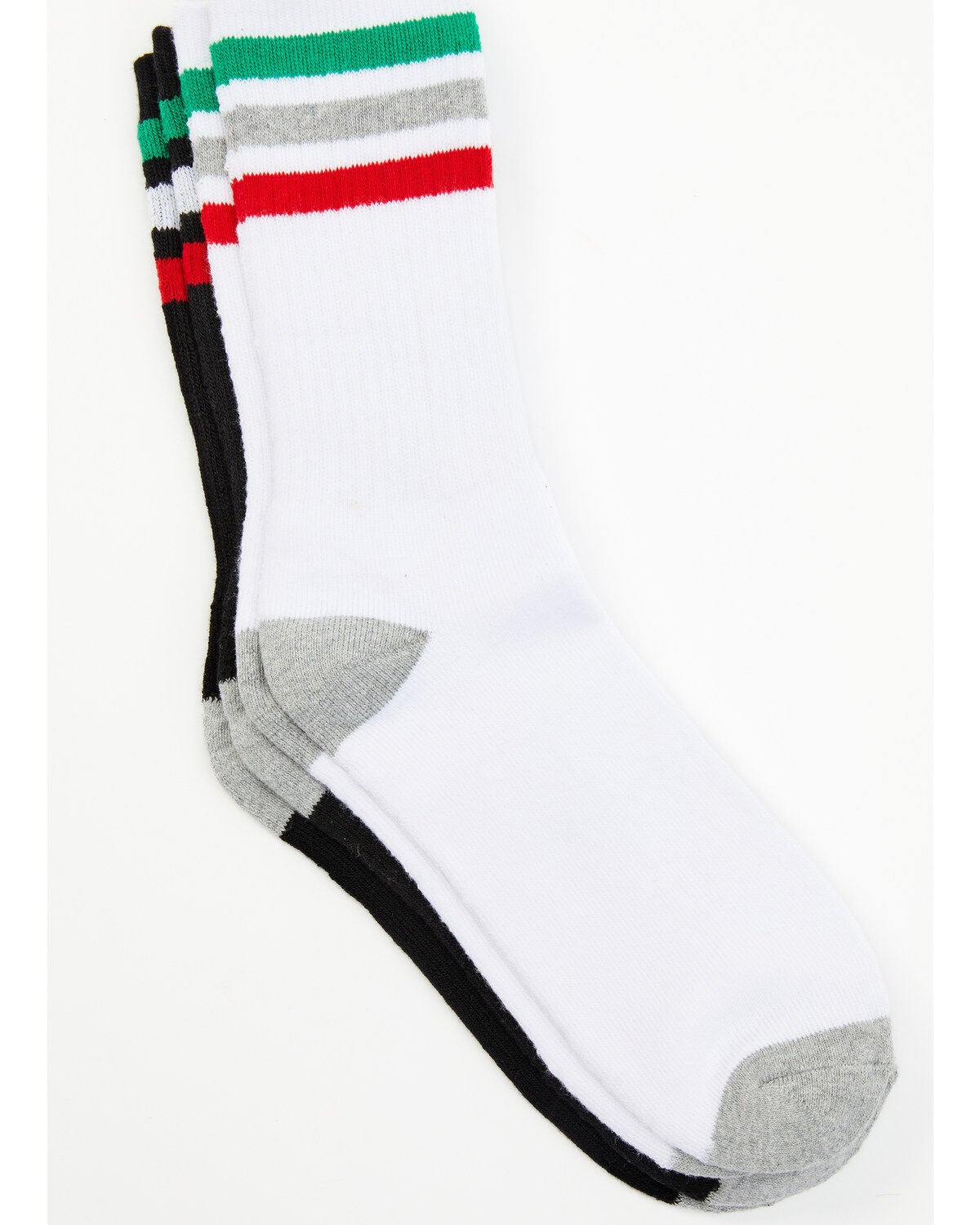 Cody James Men's Mexican Flag Stripe 2-pack Socks, Black, hi-res