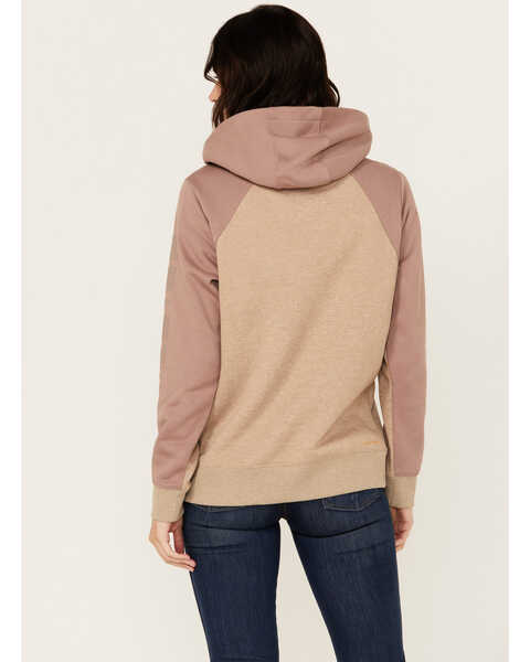 Image #4 - Ariat Women's Rebar Oversized 1/2 Zip Hooded Pullover , Beige, hi-res