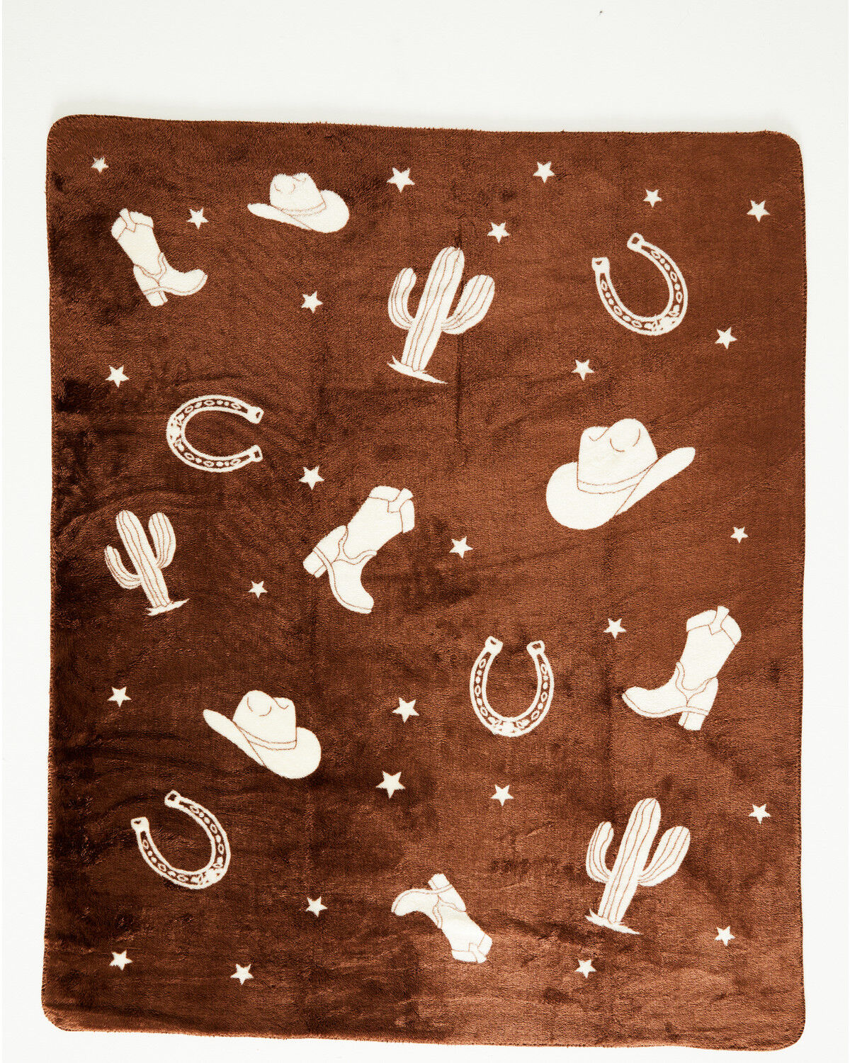 Image #2 - Boot Barn Cimarron Western Icon Fleece Blanket, Brown, hi-res