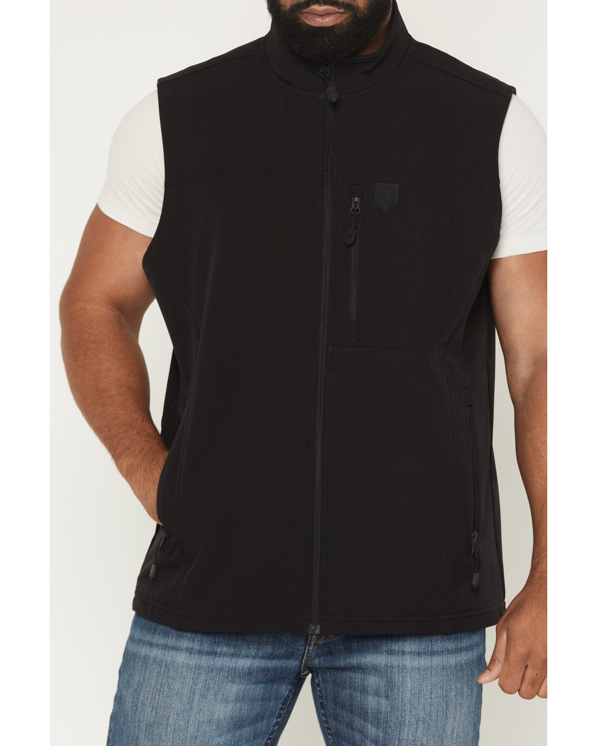 Image #3 - RANK 45&reg; Men's Ralington Softshell Vest - Tall, Black, hi-res