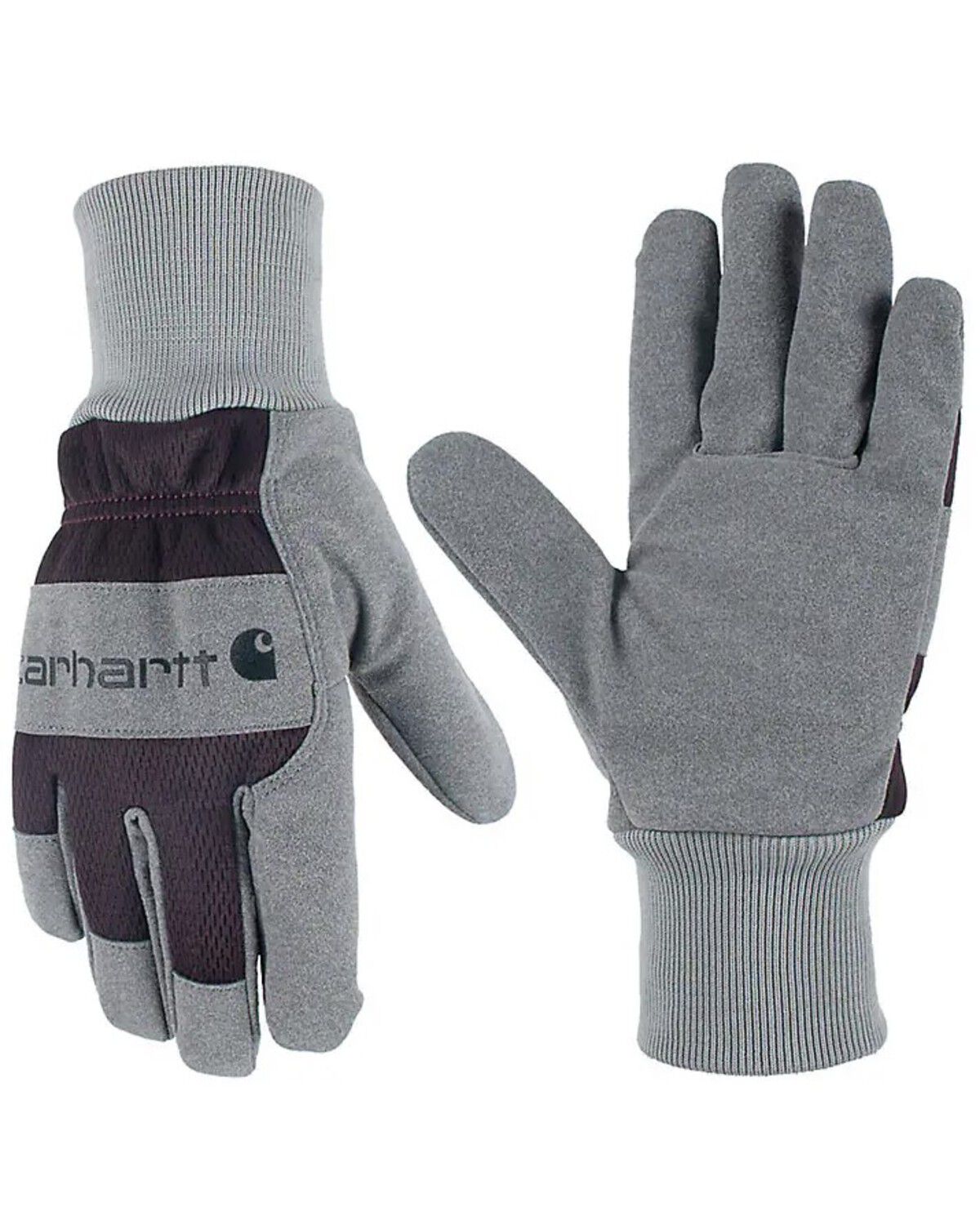 Carhartt Women's Synthetic Suede Knit Cuff Gloves, Grey, hi-res