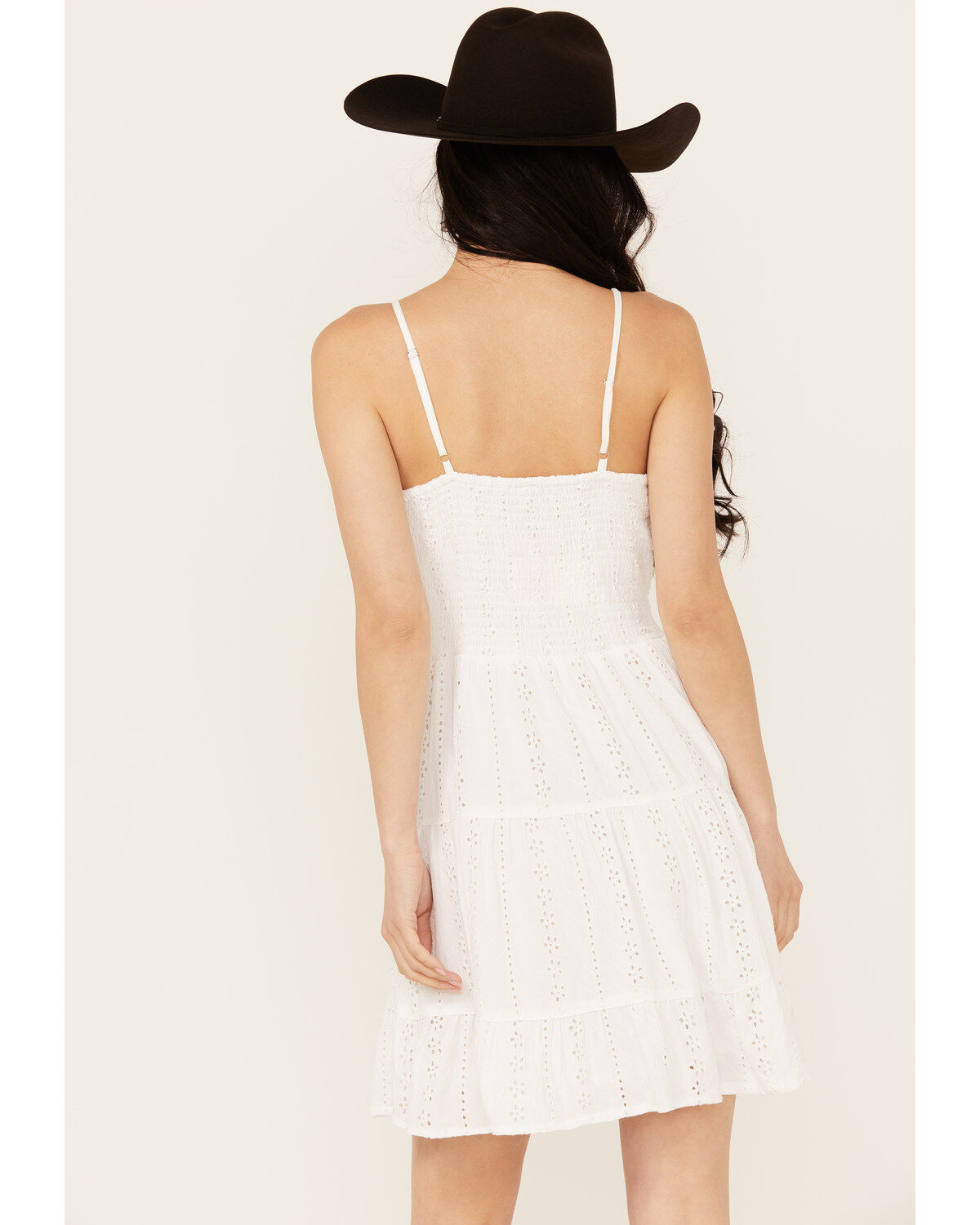 Image #4 - Angie Women's Eyelet Knot Front Mini Dress, White, hi-res