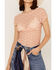 Image #3 - Free People Women's Keep It Simple Lace Short Sleeve Top, Pink, hi-res