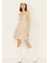 Image #1 - Wild Moss Women's Paisley Print Knot Front Mini Dress, Mustard, hi-res