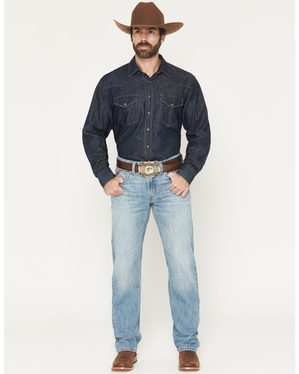 Image #1 - Ariat Men's M5 Randy Light Wash Straight Denim Jeans, Light Wash, hi-res