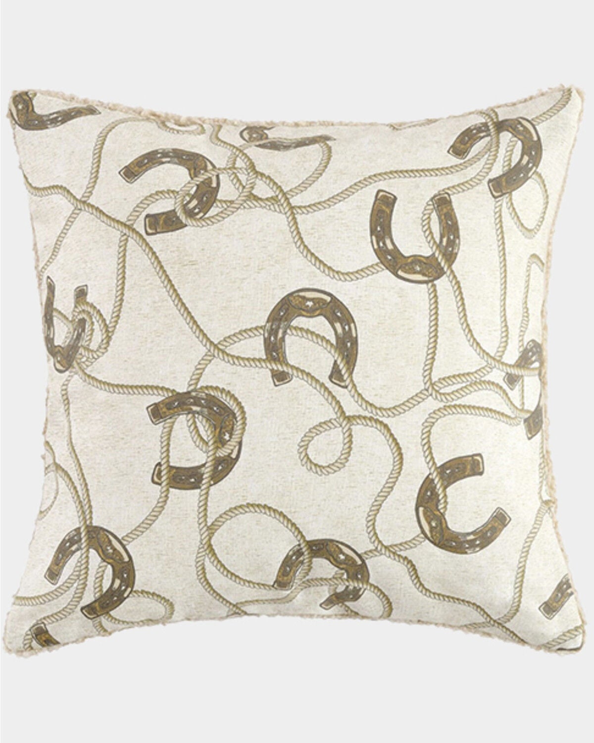 Image #1 - HiEnd Accents Pierre Equestrian Cotton Sateen Teddy-Backed Pillow, Brown, hi-res
