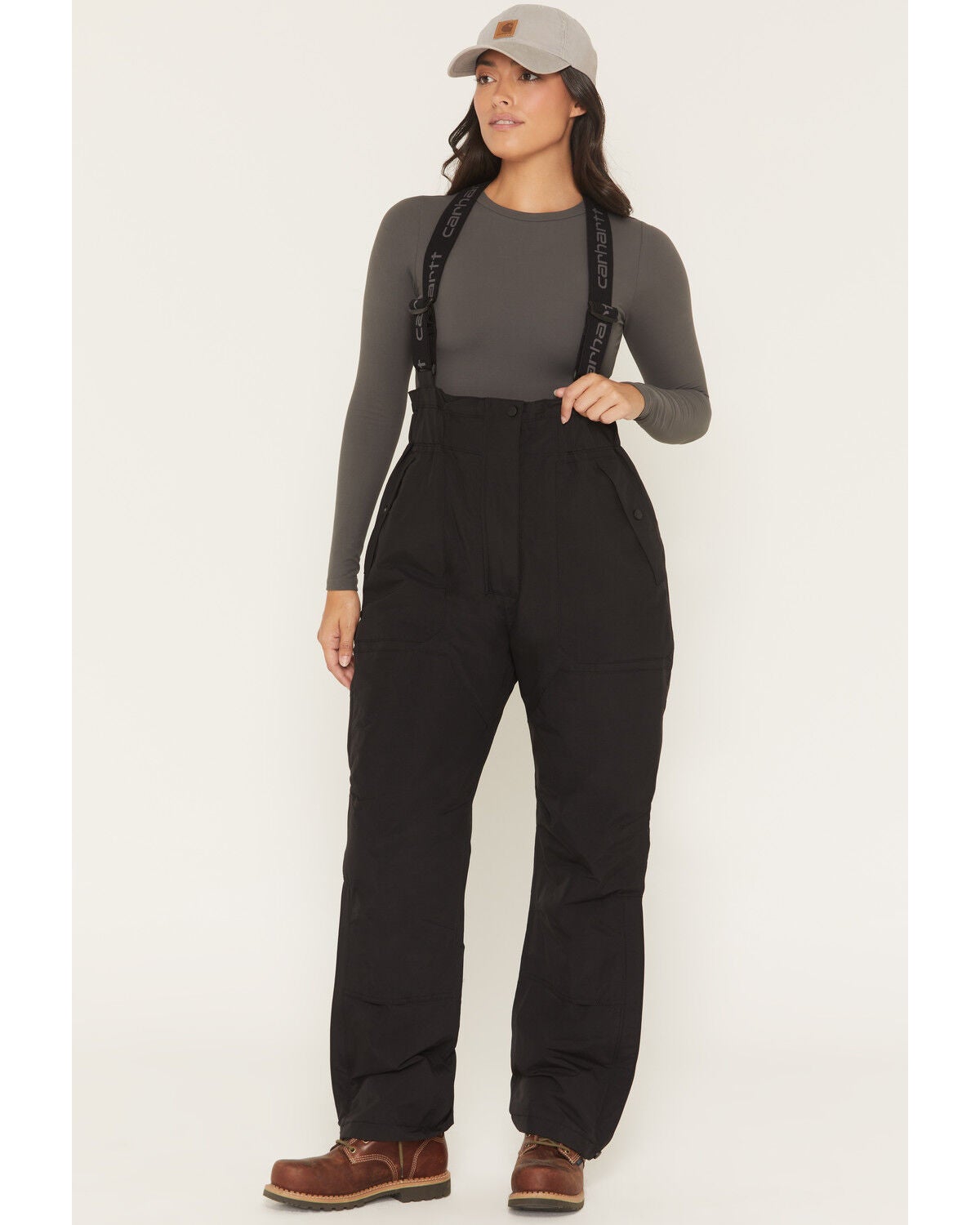 Carhartt Women's Storm Defender&reg; Insulated Bib Overalls, Black, hi-res