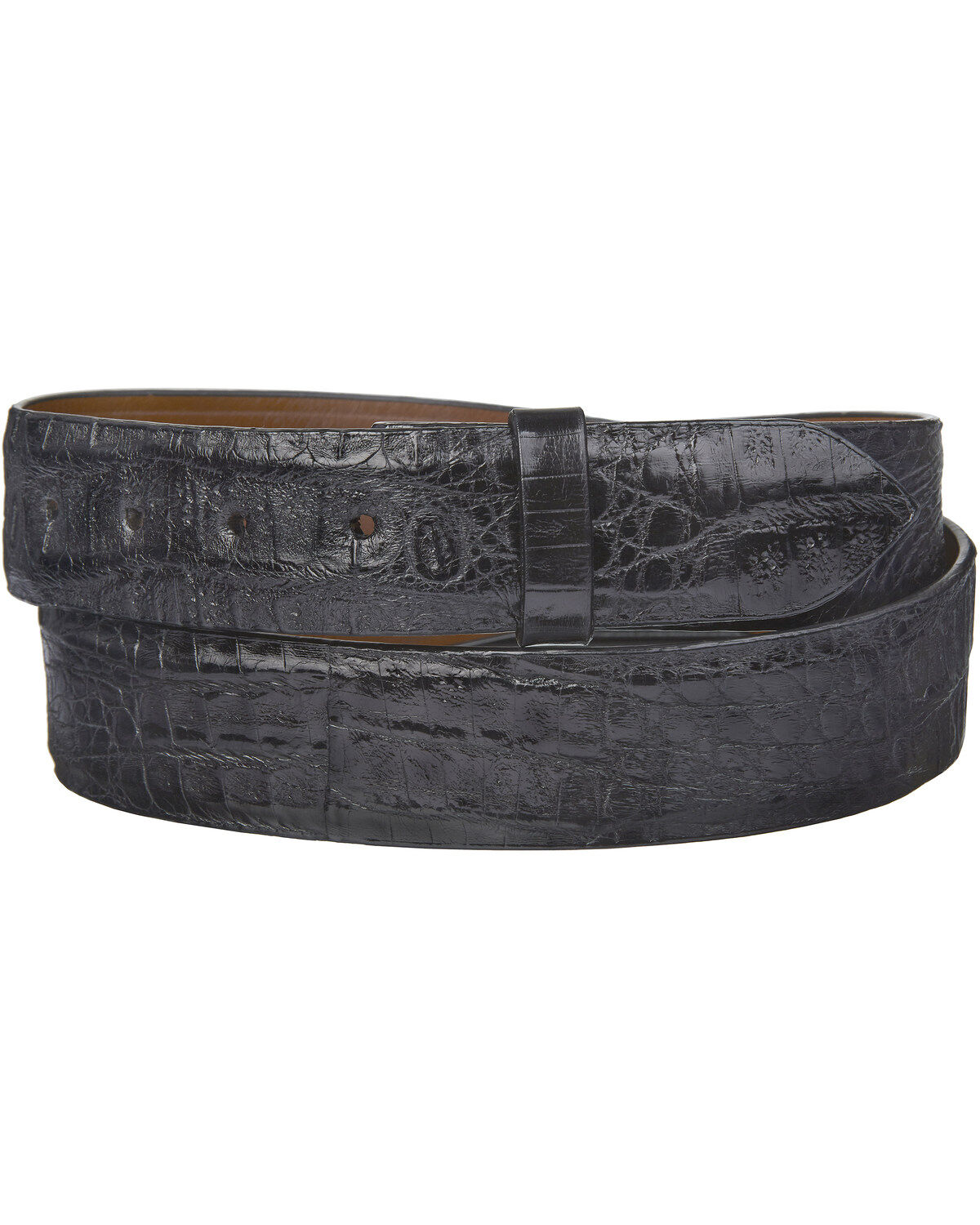 Image #2 - Lucchese Men's Black Hornback Caiman Leather Belt, , hi-res
