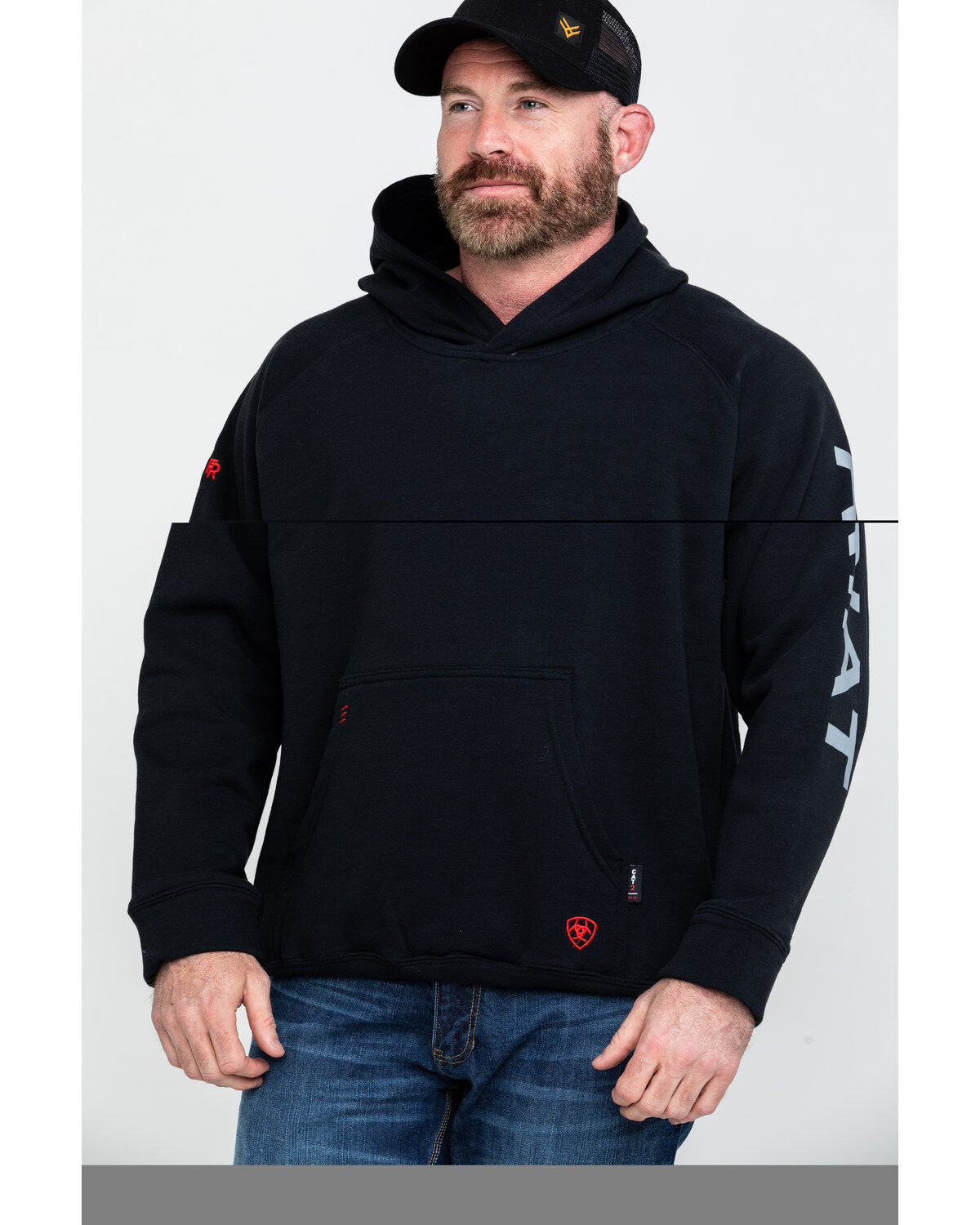 Image #1 - Ariat Men's FR Primo Fleece Logo Hooded Work Sweatshirt - Big, , hi-res