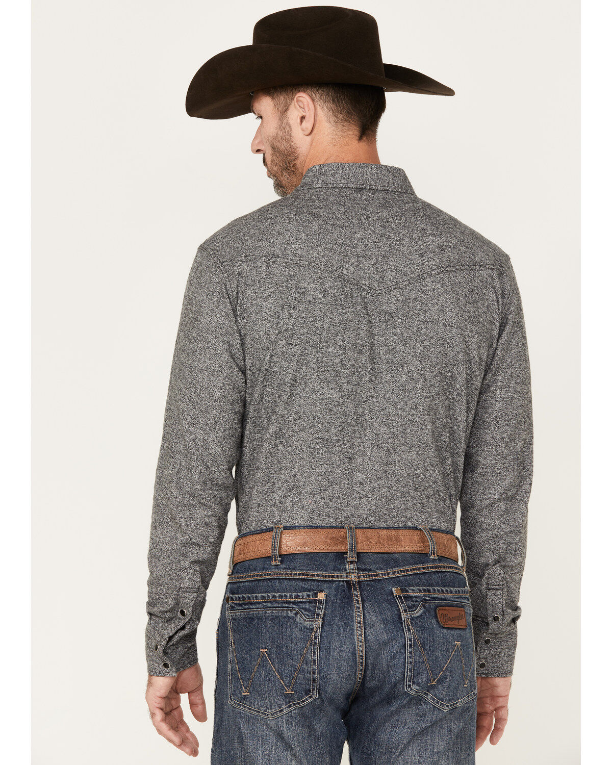 Image #4 - Blue Ranchwear Men's Jasper Heather Long Sleeve Snap Flannel Shirt, , hi-res