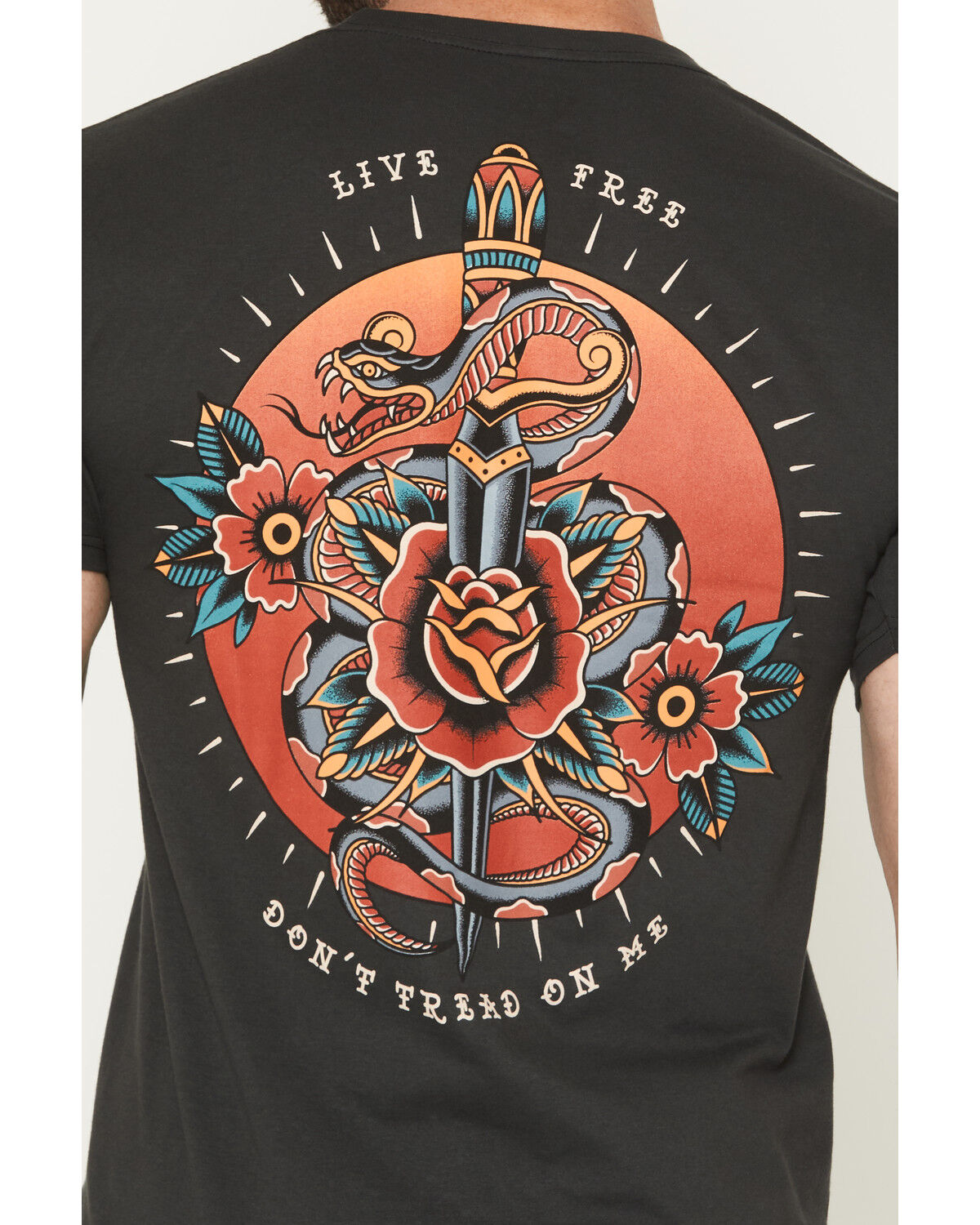 Image #4 - Howitzer Men's Don't Tread on Me Snake Short Sleeve Graphic T-Shirt, Black, hi-res