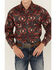 Image #3 - Panhandle Boys' Southwestern Print Long Sleeve Snap Western Shirt, Orange, hi-res
