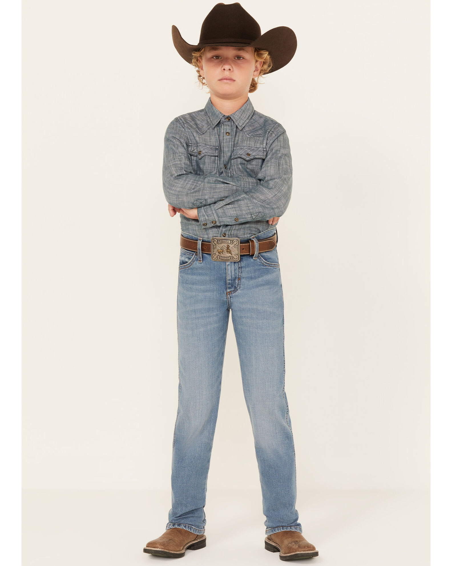 Wrangler Boys' Medium Wash Roughhouse Slim Straight Jeans - Big