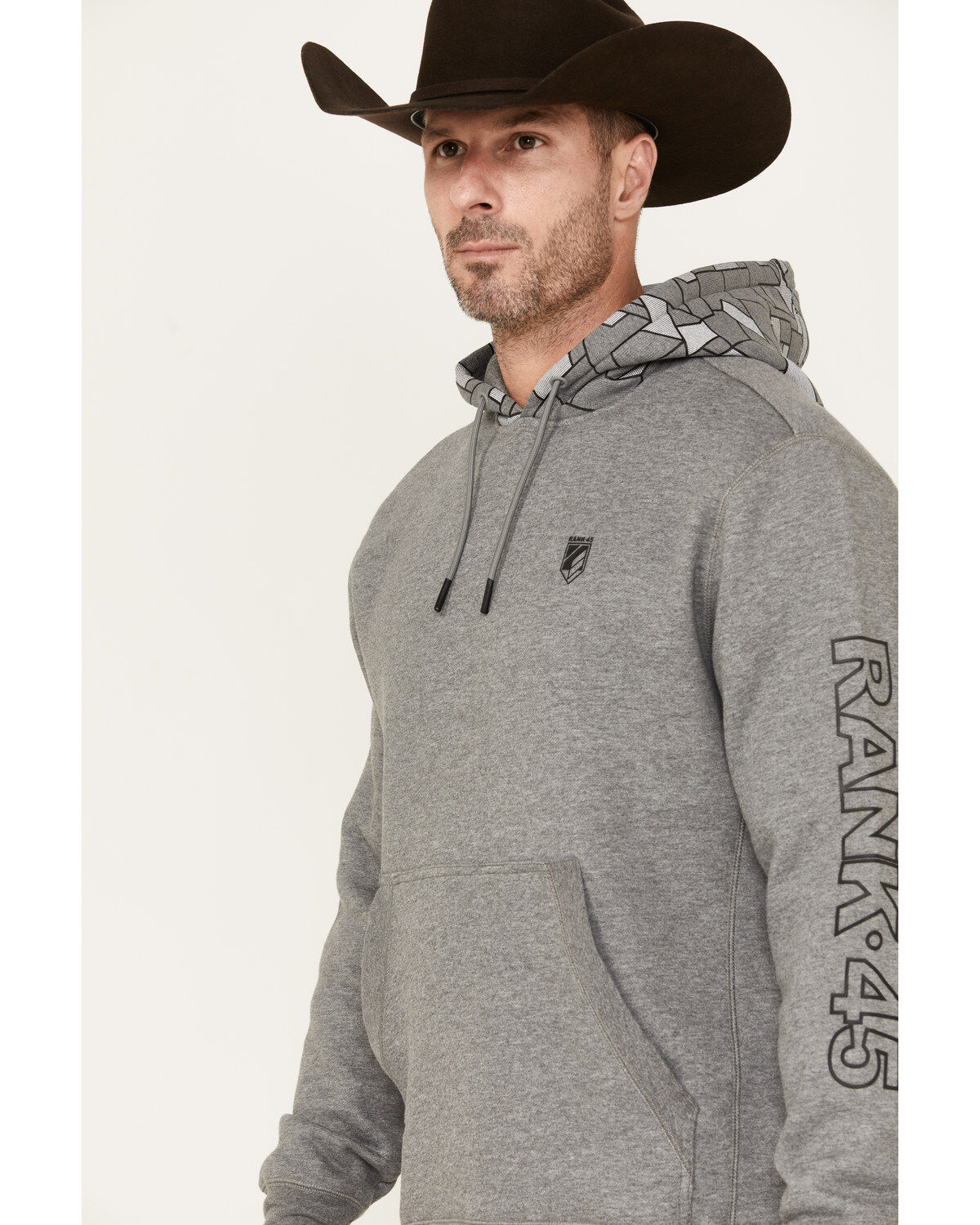 Image #2 - RANK 45® Men's Champion Printed Camo Hooded Sweatshirt, Heather Grey, hi-res