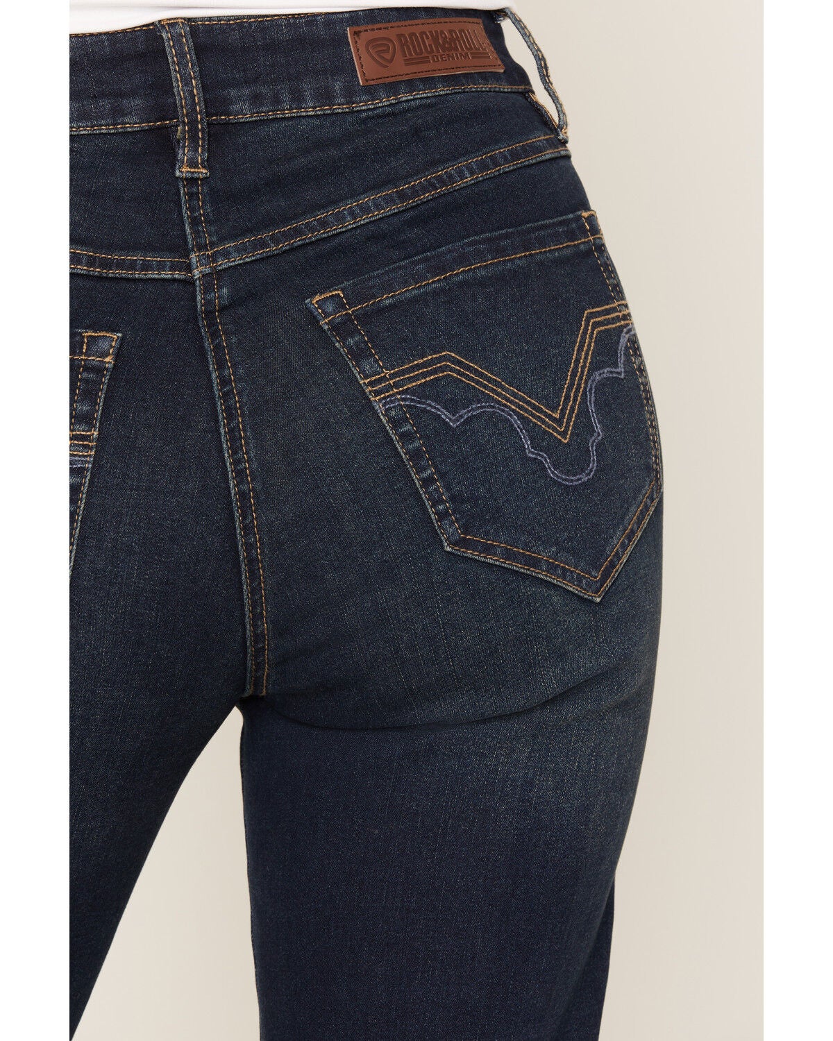 Image #4 - Rock & Roll Denim Women's Dark Wash High Rise Sculpted Trouser Stretch Denim Jeans, Dark Wash, hi-res