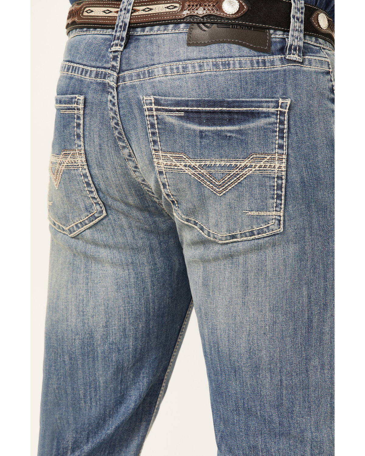 Image #2 - Rock & Roll Denim Men's Pistol Light Wash Reflex Stretch Stackable Bootcut Jeans, Light Wash, hi-res