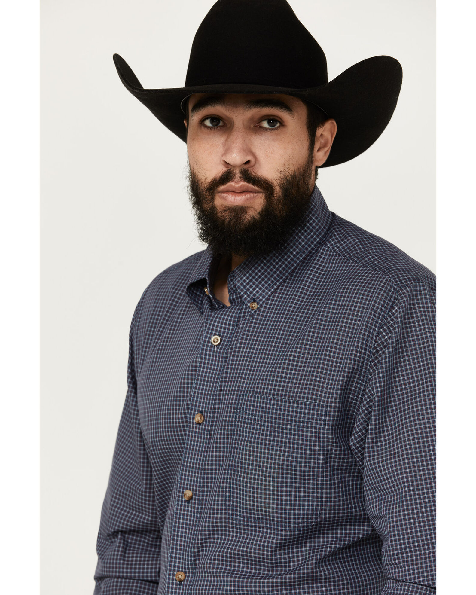 Wrangler Riata Men's Plaid Print Long Sleeve Button-Down