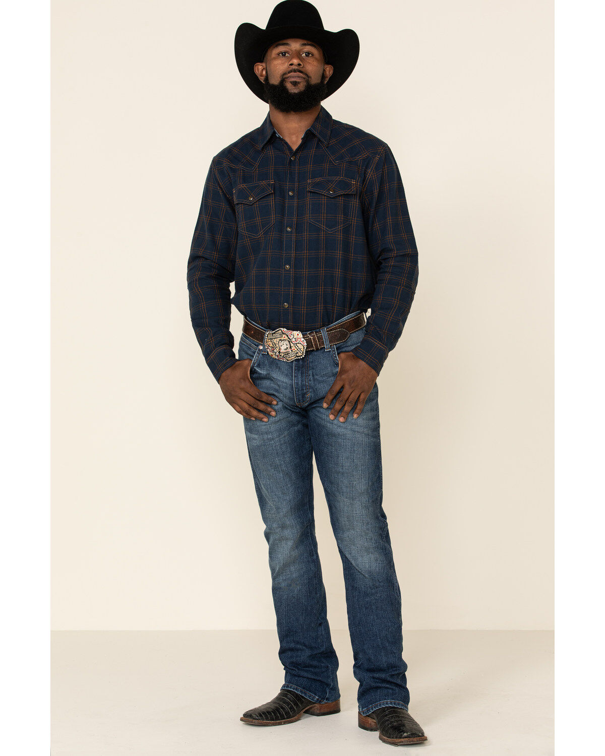 Image #2 - Cody James Men's Cypress Large Windowpaine Plaid Long Sleeve Western Flannel Shirt , , hi-res