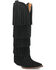 Image #1 - Dingo Women's Wild Child Suede Fringe Tall Western Boots - Snip Toe, Black, hi-res
