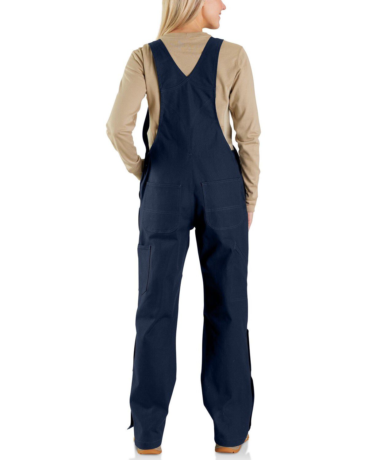 Image #2 - Carhartt Women's FR Rugged Flex® Loose Fit Duck Bib Overalls, Navy, hi-res
