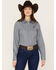 Image #1 - Cinch Women's Southwestern Long Sleeve Button-Down Western Shirt, Light Blue, hi-res