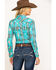 Image #2 - Rock & Roll Cowgirl Women's Mint Aztec Snap Long Sleeve Western Shirt, , hi-res