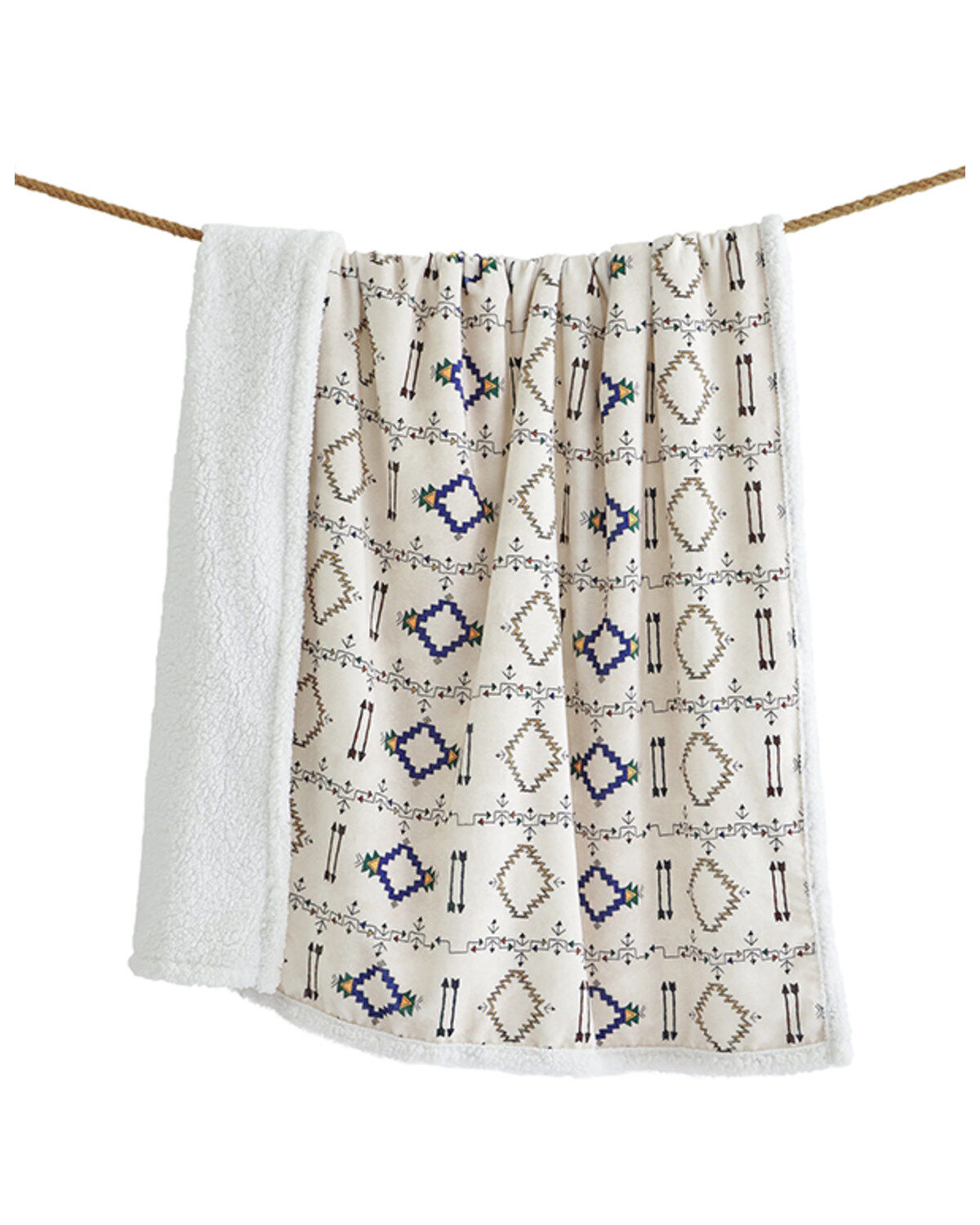 Image #2 - HiEnd Accents Arrow Campfire Sherpa Throw, White, hi-res