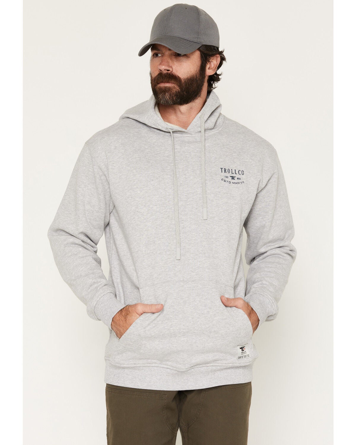 Image #2 - Troll Co Men's FR Beamer Hooded Work Sweatshirt, Heather Grey, hi-res